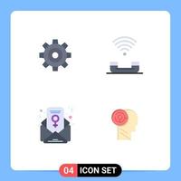 4 paquete de iconos planos de interfaz de usuario de signos y símbolos modernos de configuración telefónica básica que ayudan a los elementos de diseño vectorial editables del día de la mujer vector