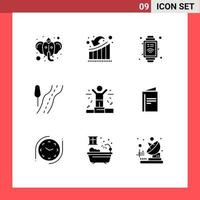 Group of 9 Solid Glyphs Signs and Symbols for person business loss travel road Editable Vector Design Elements