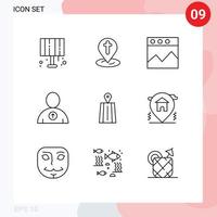 Outline Pack of 9 Universal Symbols of location road analytics navigation up Editable Vector Design Elements