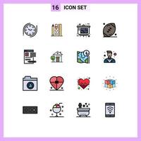 Set of 16 Modern UI Icons Symbols Signs for news rugby presentation game ball Editable Creative Vector Design Elements