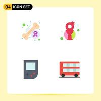 Group of 4 Flat Icons Signs and Symbols for awareness console day female gameboy Editable Vector Design Elements
