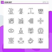 16 Universal Outlines Set for Web and Mobile Applications code browser font speaker party Editable Vector Design Elements