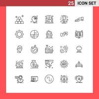 Pack of 25 Modern Lines Signs and Symbols for Web Print Media such as share alms learning romantic rose Editable Vector Design Elements