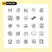 Line Pack of 25 Universal Symbols of note healthcare thinking decoration present Editable Vector Design Elements