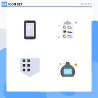 Modern Set of 4 Flat Icons Pictograph of phone protect huawei document shield Editable Vector Design Elements