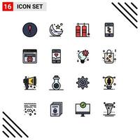 Universal Icon Symbols Group of 16 Modern Flat Color Filled Lines of errortechnology web page diving technology communications Editable Creative Vector Design Elements