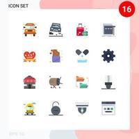 conjunto de 16 iconos de interfaz de usuario modernos signos de símbolos para la página web de amor de estructura alámbrica insignia paquete editable de elementos creativos de diseño de vectores