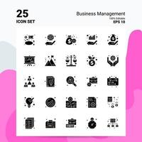 25 conjunto de iconos de gestión empresarial 100 archivos editables eps 10 ideas de concepto de logotipo de empresa diseño de icono de glifo sólido vector