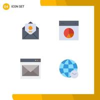 Flat Icon Pack of 4 Universal Symbols of donation communication mail layout contact us Editable Vector Design Elements