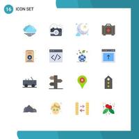 16 Thematic Vector Flat Colors and Editable Symbols of server supermarket new moon pack healthbag Editable Pack of Creative Vector Design Elements
