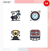 Group of 4 Filledline Flat Colors Signs and Symbols for campaign cup announcement time prize Editable Vector Design Elements