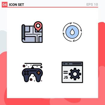 4 iconos creativos signos y símbolos modernos de mapa jugar energía naturaleza codificación elementos de diseño vectorial editables vector