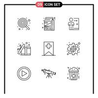 Pack of 9 creative Outlines of gift personal pak person job Editable Vector Design Elements