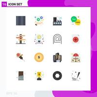 Group of 16 Modern Flat Colors Set for signs crossroads factory cowboy money Editable Pack of Creative Vector Design Elements