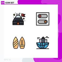 Group of 4 Filledline Flat Colors Signs and Symbols for building winter control skate business Editable Vector Design Elements