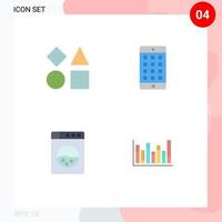 Pictogram Set of 4 Simple Flat Icons of bricks washing toy mobile application line Editable Vector Design Elements