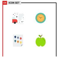 Pack of 4 creative Flat Icons of car high pollution minutes paper Editable Vector Design Elements