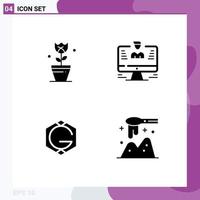 Modern Set of 4 Solid Glyphs and symbols such as decoration grid coin tulip data crypto Editable Vector Design Elements