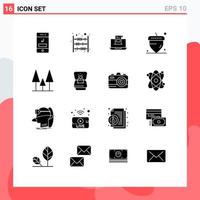 Pictogram Set of 16 Simple Solid Glyphs of message letter money envelope e Editable Vector Design Elements