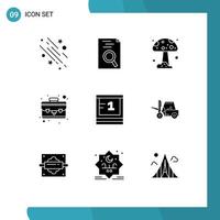 Solid Glyph Pack of 9 Universal Symbols of school study forest board portfolio Editable Vector Design Elements