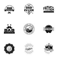 Set of fathers day 9 Black design elements Editable Vector Design Elements