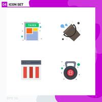Pack of 4 Modern Flat Icons Signs and Symbols for Web Print Media such as document communication taxes firefighter interface Editable Vector Design Elements