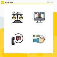 Pictogram Set of 4 Simple Filledline Flat Colors of choice communication judgment monitor help Editable Vector Design Elements