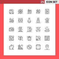 25 Universal Line Signs Symbols of hardware mobile printer work drawing tools Editable Vector Design Elements