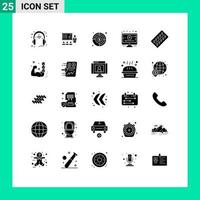 Universal Icon Symbols Group of 25 Modern Solid Glyphs of online finding goal graph target aim Editable Vector Design Elements