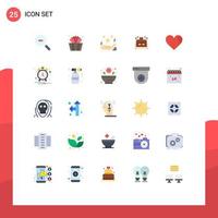 Mobile Interface Flat Color Set of 25 Pictograms of like heart star wedding love Editable Vector Design Elements