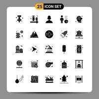Set of 25 Modern UI Icons Symbols Signs for head emotions person person efficiency Editable Vector Design Elements