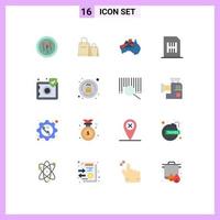 símbolos de iconos universales grupo de 16 colores planos modernos de dispositivos telefónicos comprar bandera de teléfono móvil paquete editable de elementos de diseño de vectores creativos