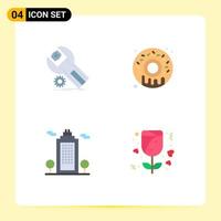 Pack of 4 Modern Flat Icons Signs and Symbols for Web Print Media such as settings cology maintenance sweet environment Editable Vector Design Elements