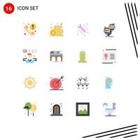 Pack of 16 creative Flat Colors of product package payment brand beauty Editable Pack of Creative Vector Design Elements