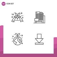 Group of 4 Filledline Flat Colors Signs and Symbols for black friday plant building earth dawn Editable Vector Design Elements