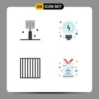 Universal Icon Symbols Group of 4 Modern Flat Icons of drink pasta kitchen thinking id Editable Vector Design Elements
