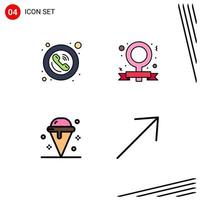 Modern Set of 4 Filledline Flat Colors Pictograph of frame cream signs campaign ice Editable Vector Design Elements