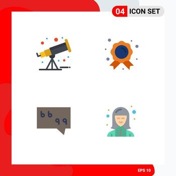 4 Universal Flat Icons Set for Web and Mobile Applications astronomy quote achievement education expert Editable Vector Design Elements