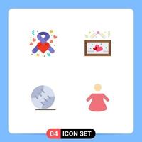 Set of 4 Modern UI Icons Symbols Signs for donation ball ribbon heart sport Editable Vector Design Elements