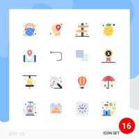 conjunto de 16 iconos de interfaz de usuario modernos signos de símbolos para el juego de bayas de comida de frambuesa paquete editable de elementos de diseño de vectores creativos