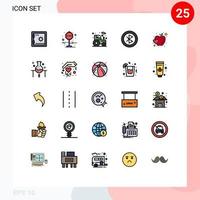 paquete de iconos de vector de stock de 25 signos y símbolos de línea para dispositivos de uso compartido de granja de manzanas de corazón elementos de diseño de vector editables