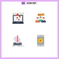 4 User Interface Flat Icon Pack of modern Signs and Symbols of heart online romance consulting content Editable Vector Design Elements