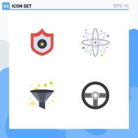 4 Thematic Vector Flat Icons and Editable Symbols of police controller atom analysis game Editable Vector Design Elements