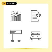 Pack of 4 Modern Filledline Flat Colors Signs and Symbols for Web Print Media such as chart line revenue search sport Editable Vector Design Elements