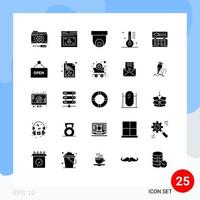 Pictogram Set of 25 Simple Solid Glyphs of food cooking website appliance security camera Editable Vector Design Elements