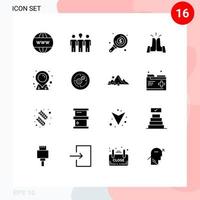 User Interface Pack of 16 Basic Solid Glyphs of map high find friends best Editable Vector Design Elements