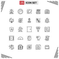 Set of 25 Modern UI Icons Symbols Signs for drawing color weather box medical Editable Vector Design Elements