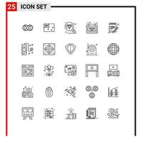 25 Universal Lines Set for Web and Mobile Applications order thanks day flag day calendar Editable Vector Design Elements
