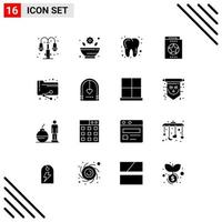 Universal Icon Symbols Group of 16 Modern Solid Glyphs of documents share dentist learning halloween Editable Vector Design Elements