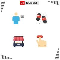 conjunto de 4 iconos de interfaz de usuario modernos signos de símbolos para avatar ciudad chanclas humanas tienda elementos de diseño vectorial editables vector